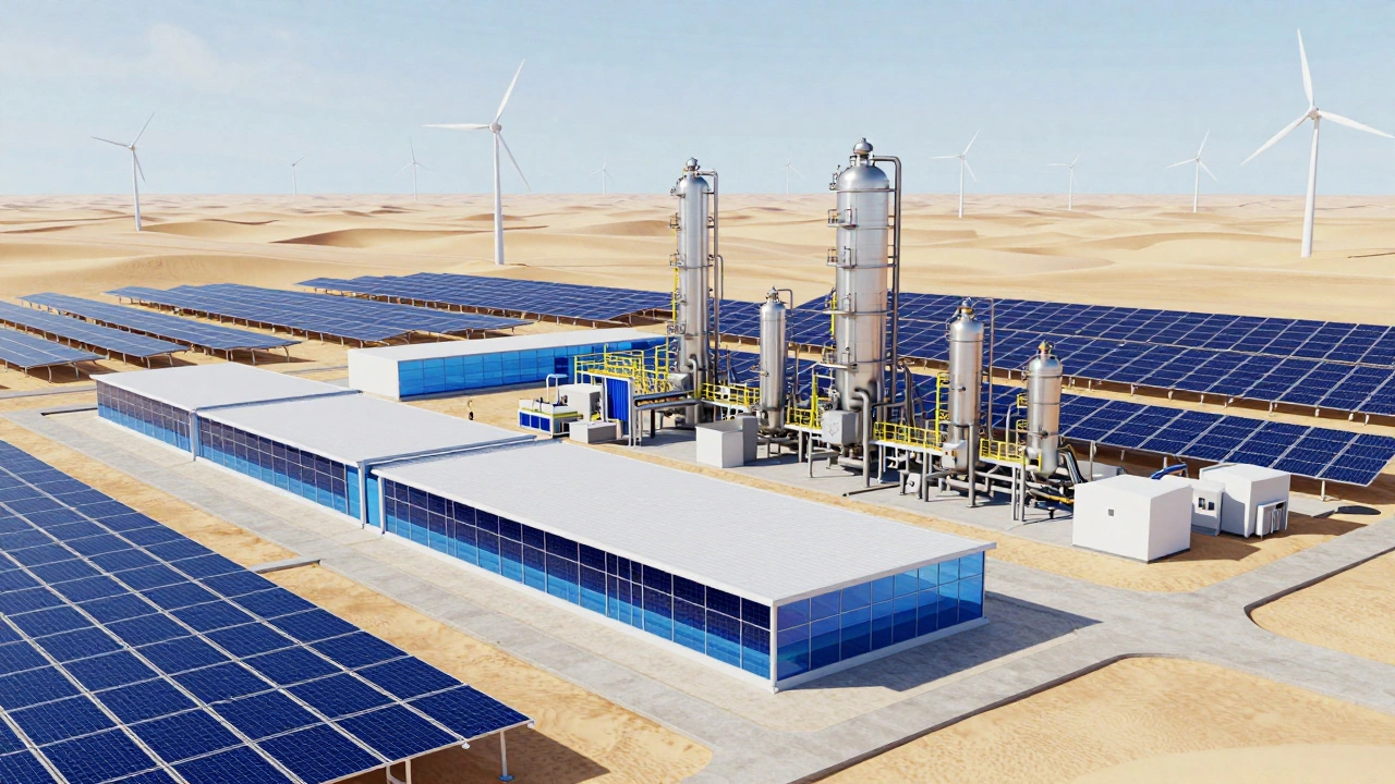 Sustainable factory with solar panels and green technology for clean manufacturing