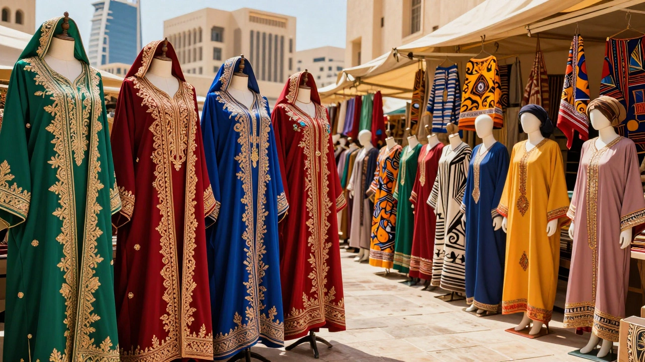 Embroidered abayas and vibrant fabrics for Middle East and Africa
