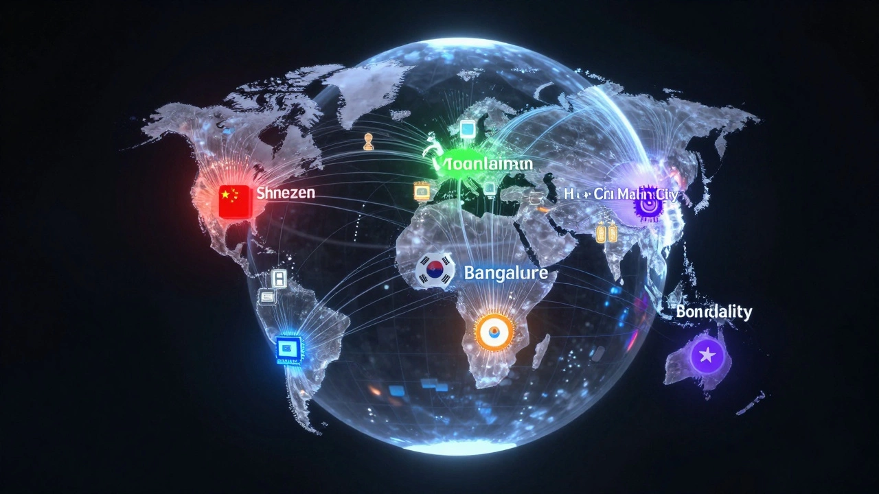 Glowing globe showing interconnected global electronics supply chains.