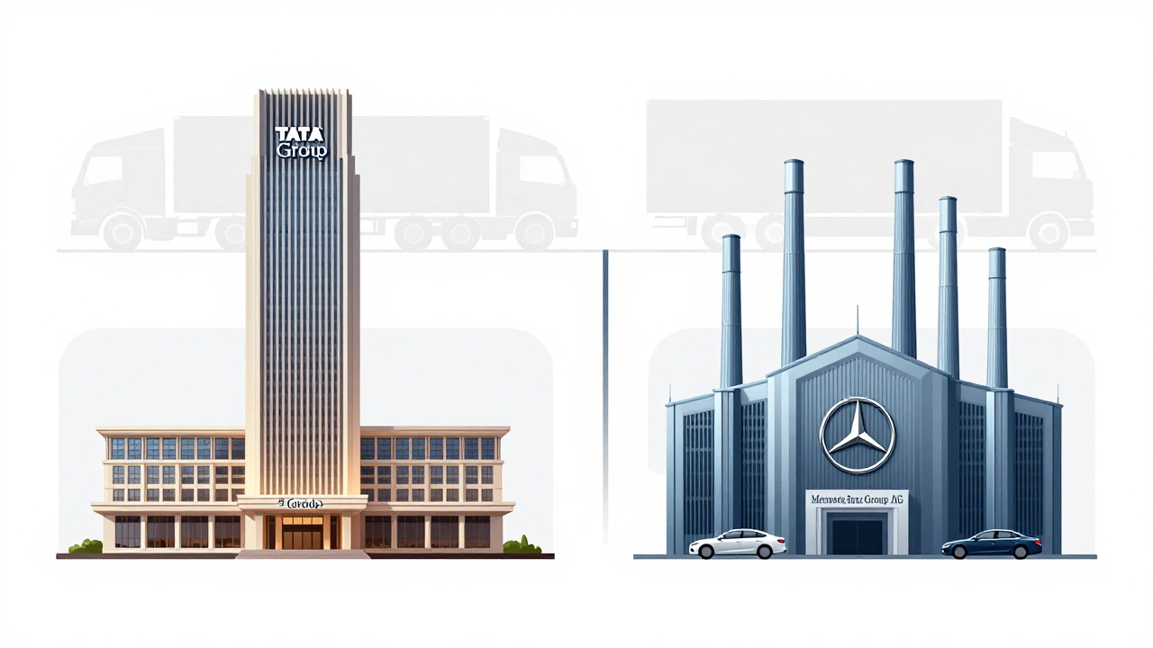 Illustration showing separate ownership of Tata and Mercedes brands