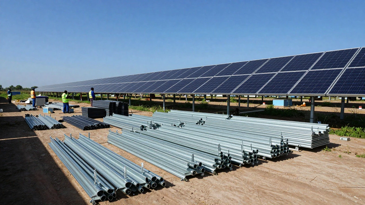 Solar mounting structures and components at an installation site